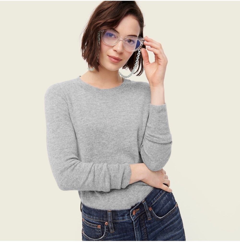 J.Crew Sweater Womens Small Gray 100% Cashmere Slim Fit Crew Neck Classic Knit
